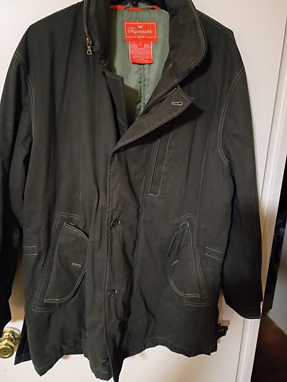 Faconnable Men's Olive Green Field Jacket with Utility Pockets